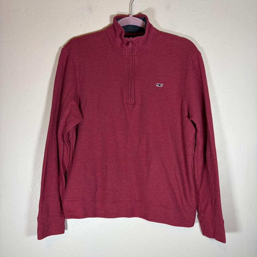 Vineyard Vines Men XS Burgundy Red 100% Pima Cotton Quarter Zip Pullover Sweater